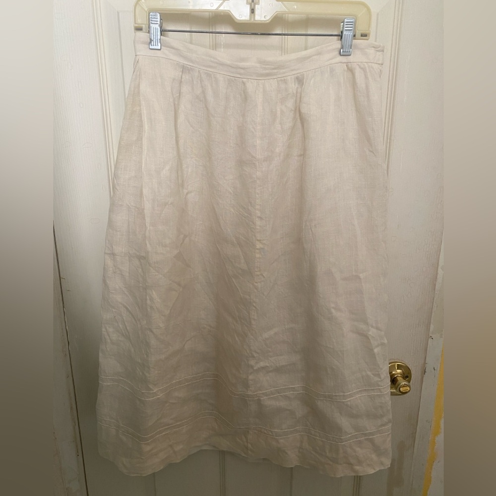 Vintage cream colored 100% linen skirt by Cloak of Many Colors women’s size 8